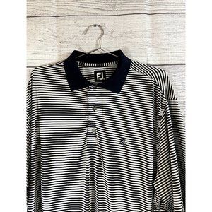 Footjoy Men's L Blue/White Stripe Short Sleeve Stretch Polo Shirt